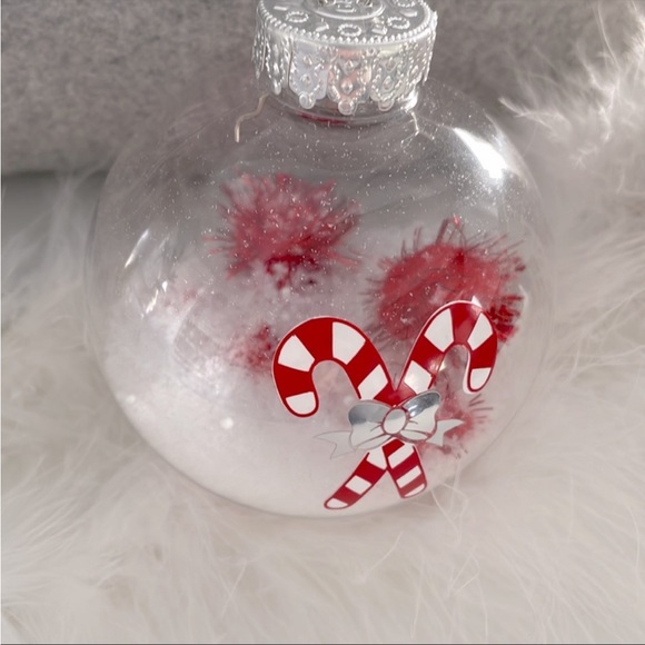 Candy Cane Pom Pom Ornament - Picture 2 of 5